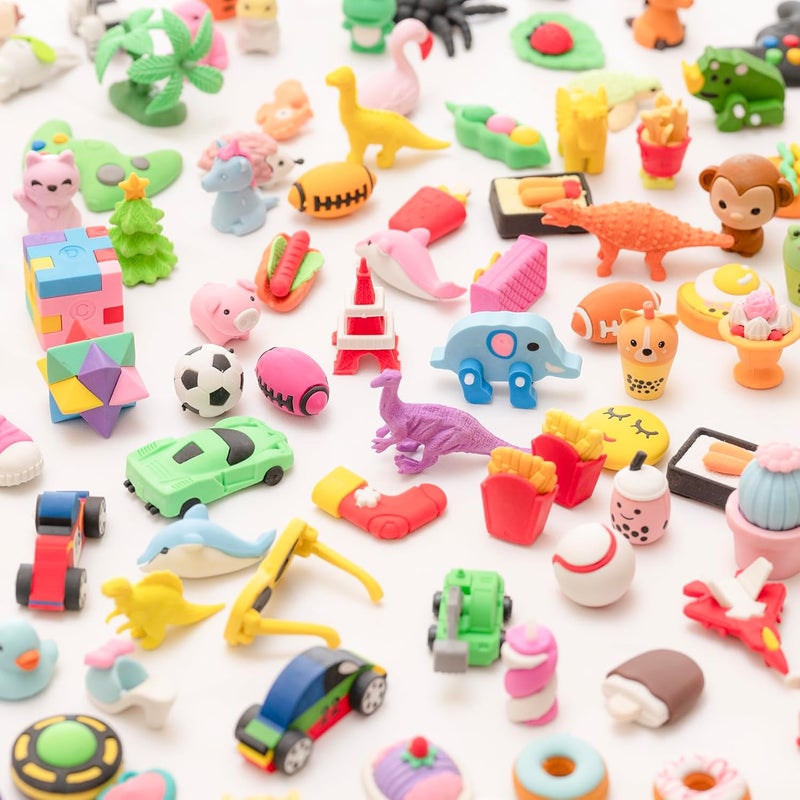 Clock King 156pcs 3D Cute Kids Erasers, Random Desktop Pet Toys Gifts, Classroom Rewards Kids Party Gifts, Various Styles Such as Animals, Food, Plants, Space, Princess, Sports, Halloween, Christmas - Image 4